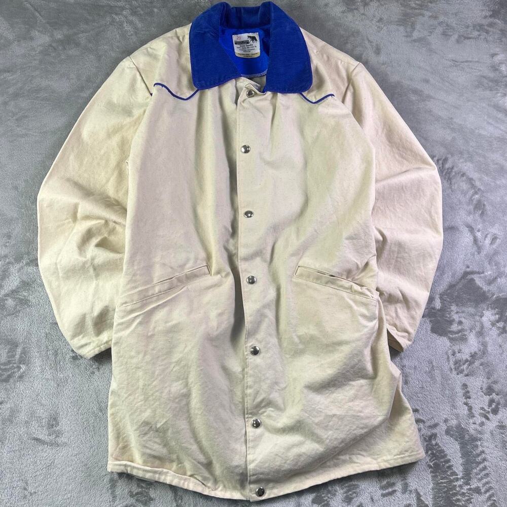 Vintage 70s Beaver Creek Stitchery Barn Chore Jacket Western Canvas Khaki USA 38